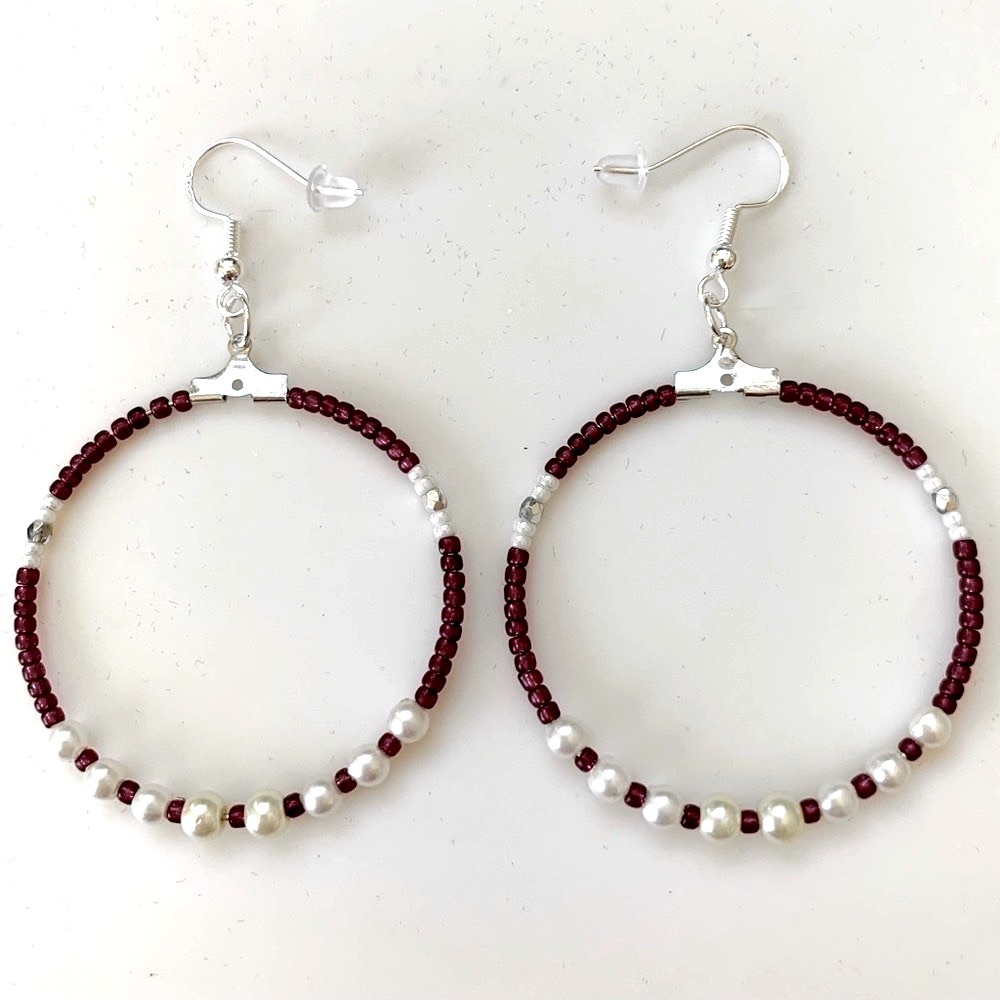 Handmade Beaded Hoop Earrings - Picture 9 of 11